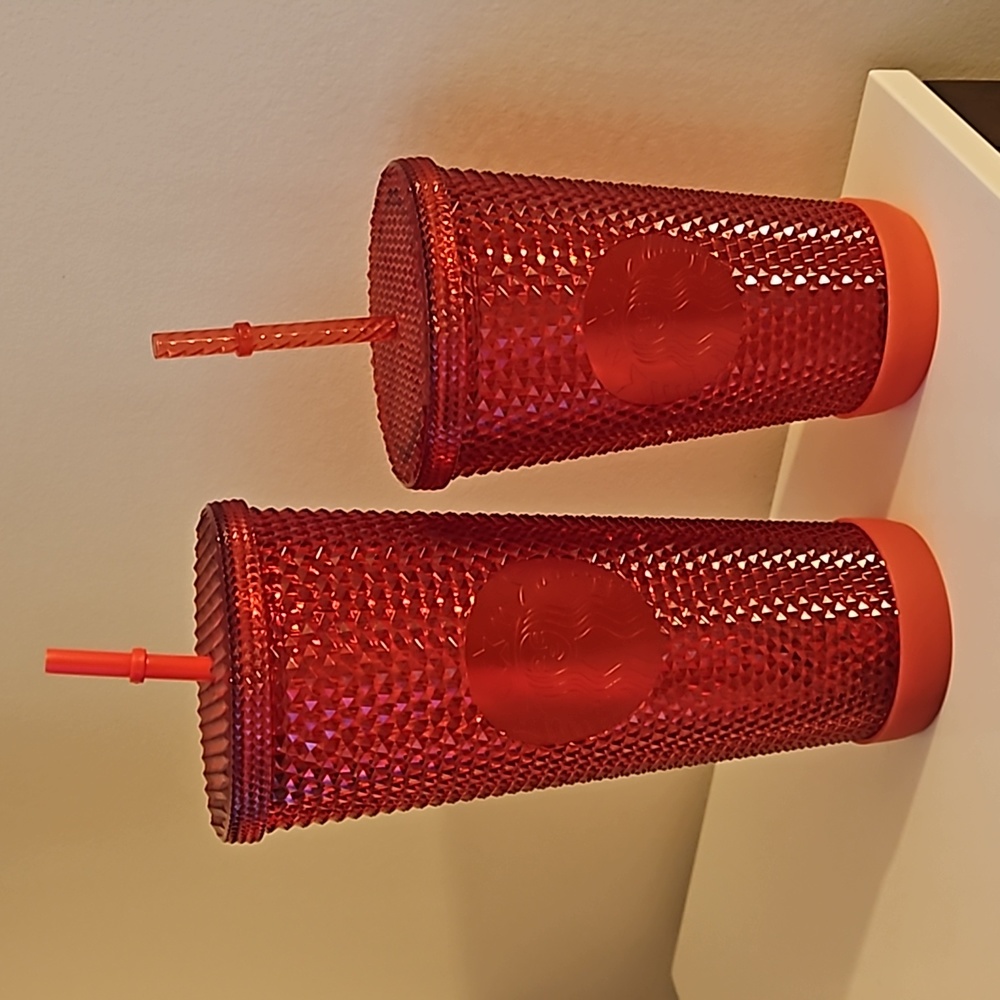 NEW Starbucks Cherry Red 🍒 Studded Tumbler set